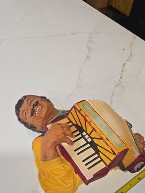 Vintage Hand-Painted Male Accordion Musician Wall Art - Yellow By Bosson